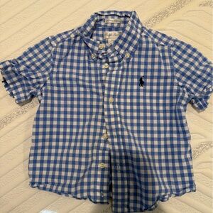 EUC! Ralph Lauren Blue and White Gingham Shirt